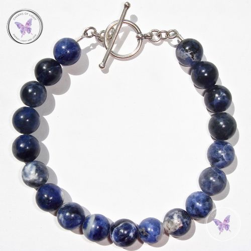 Sodalite Healing Bracelet with Silver Toggle Clasp